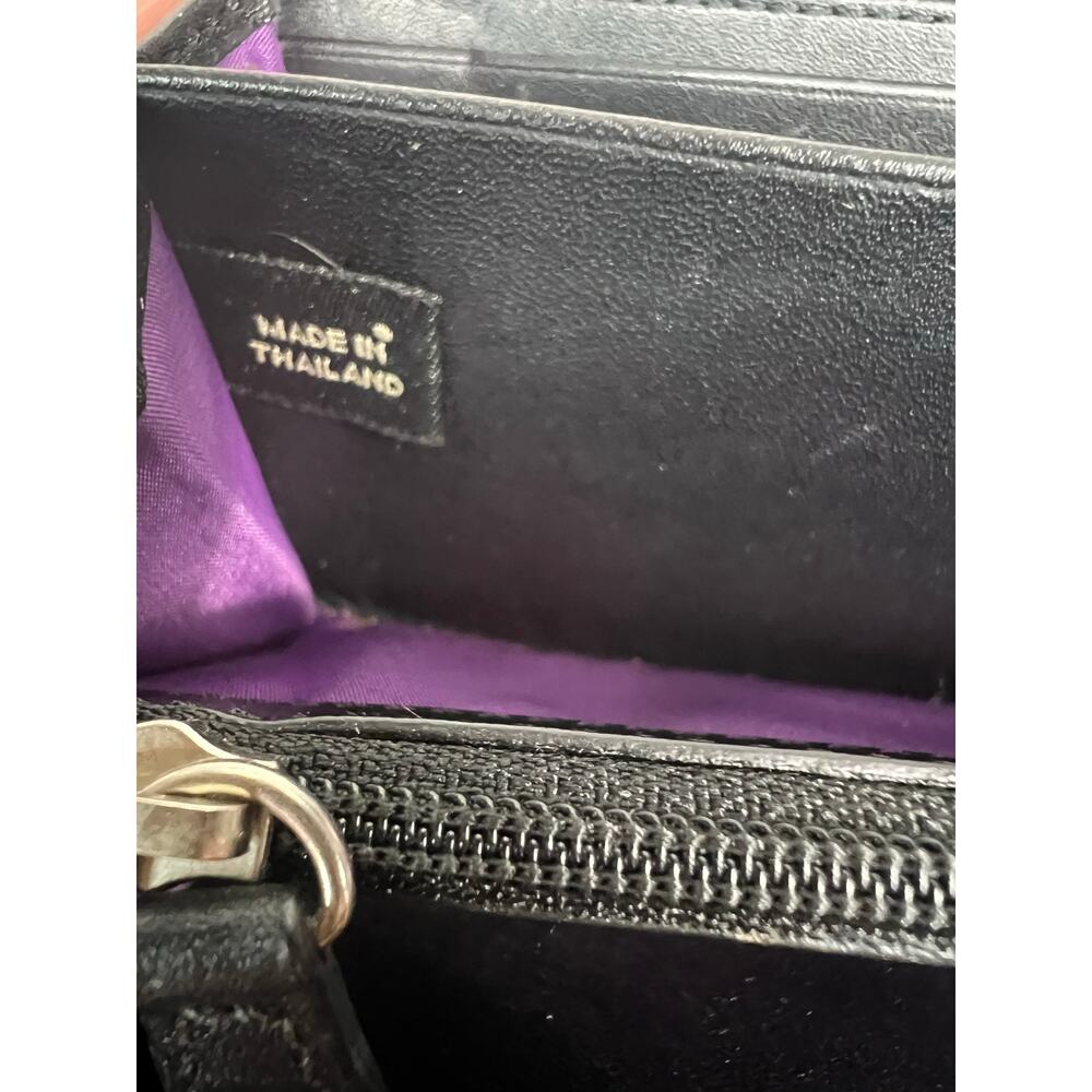 PRISTINE Vintage Coach Ashley Black Pleated Leather Accordion Wallet Purple Line - Picture 13 of 13